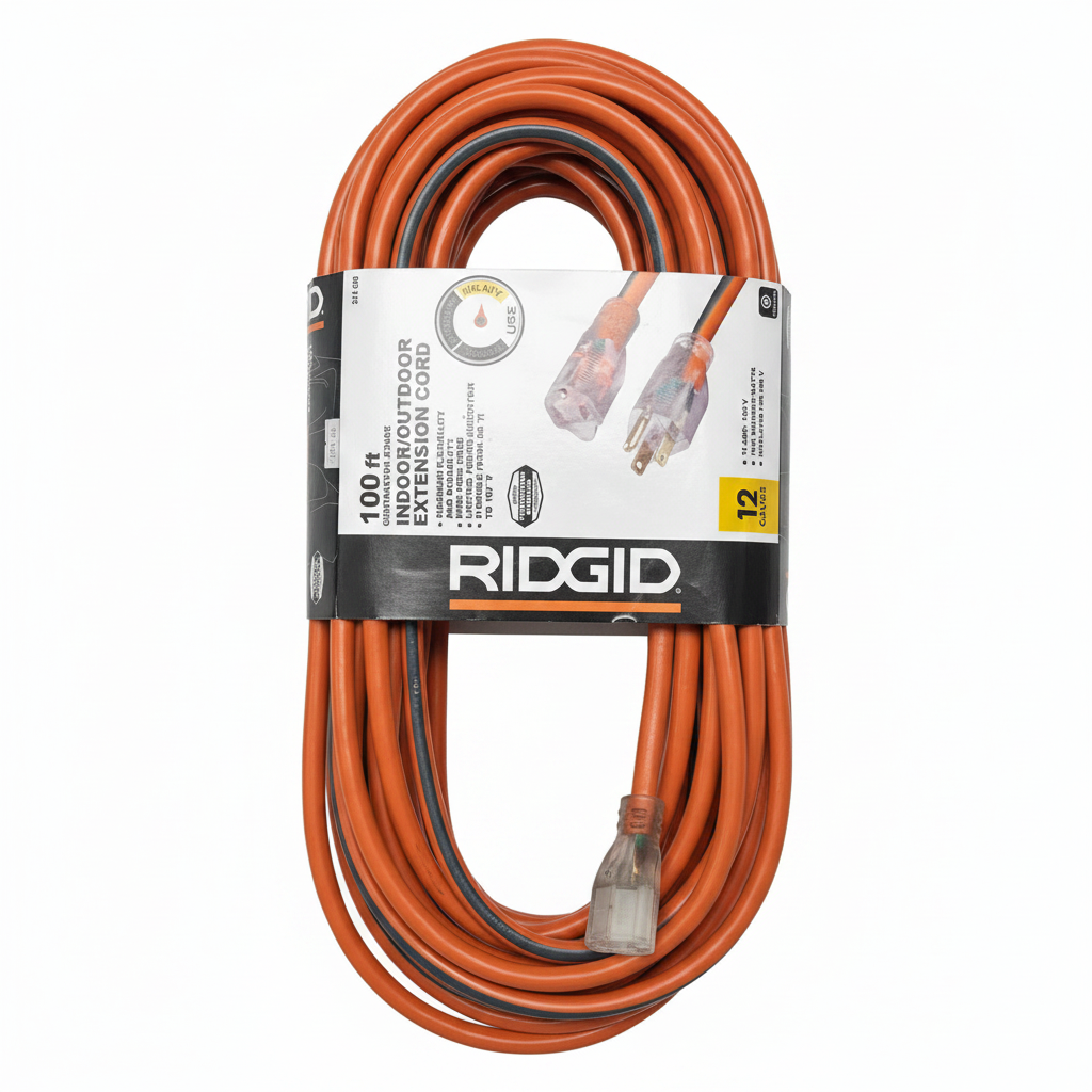 RIDGID Extensión Eléctrica 100ft Calibre 12 Industrial | Grado Contratista
