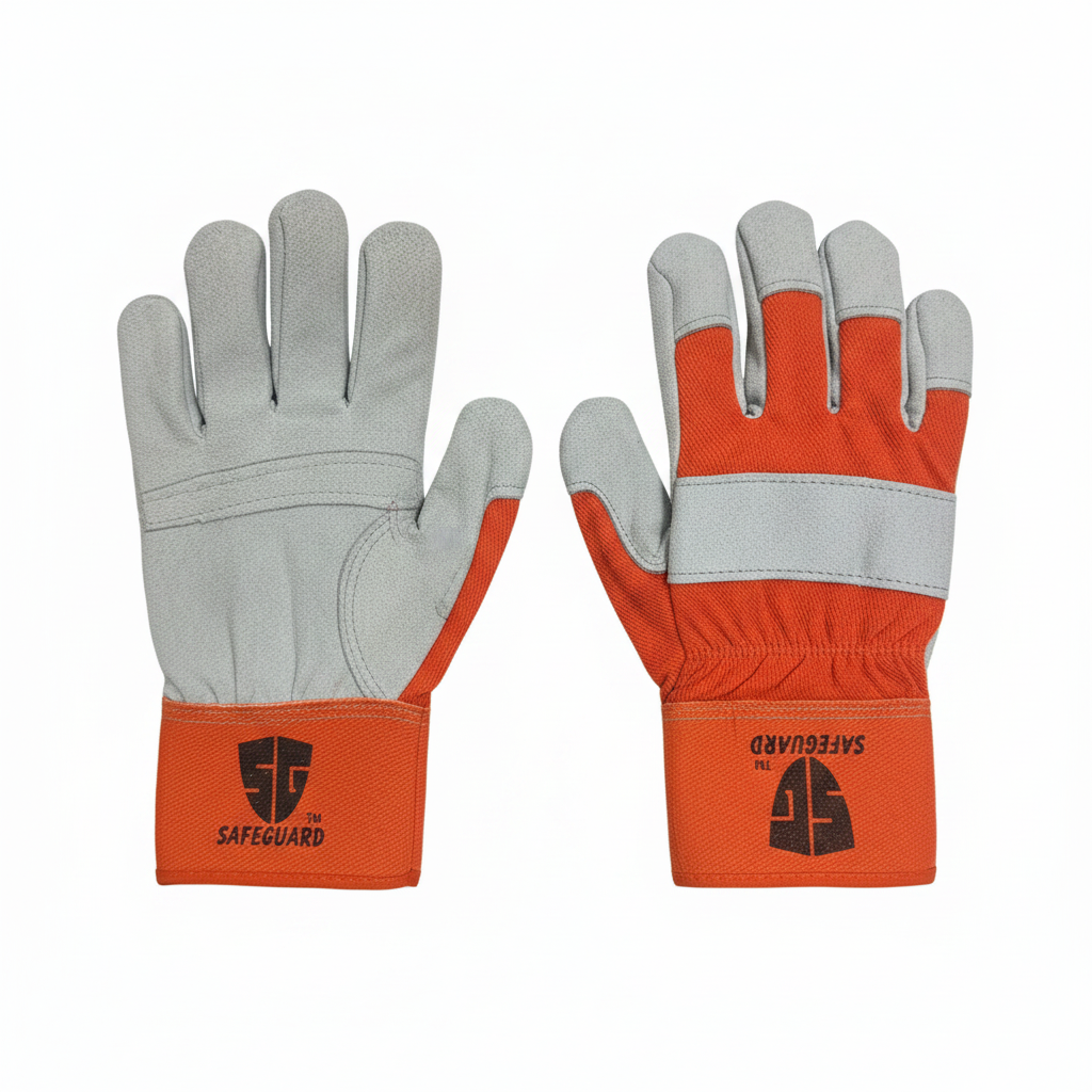 Safeguard Guantes de Carnaza Industrial Uso Rudo | Alta Visibilidad