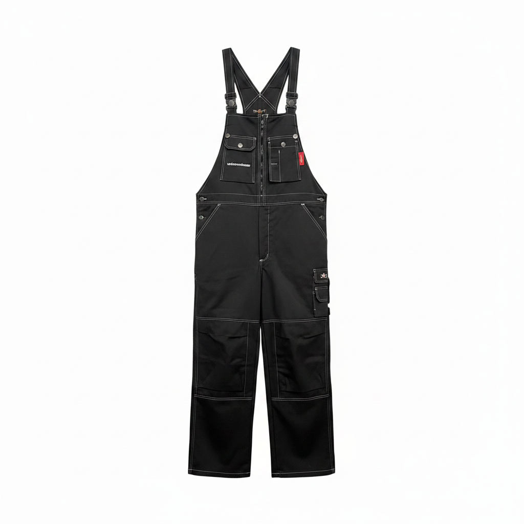 Union Workwear Status — Pantalón de Peto Industrial Negro Multibolsillos