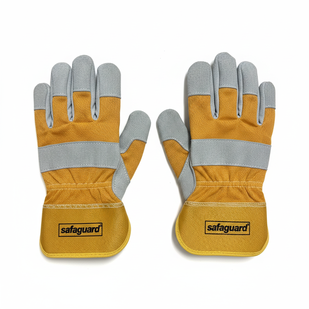 Safeguard Guantes de Carnaza Industrial Uso Rudo | Alta Visibilidad